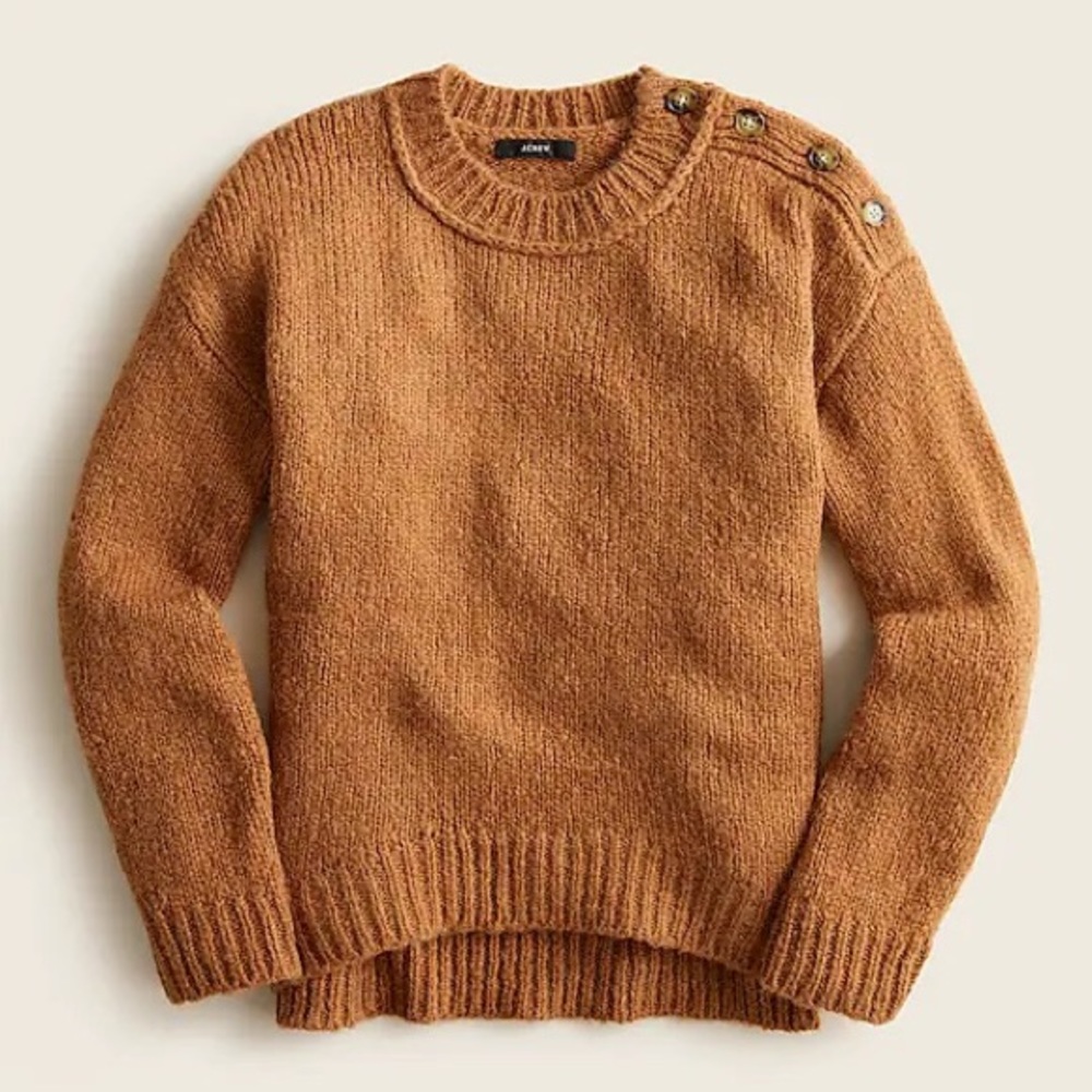 BRAND NEW!! JCREW Button-shoulder crew neck sweater